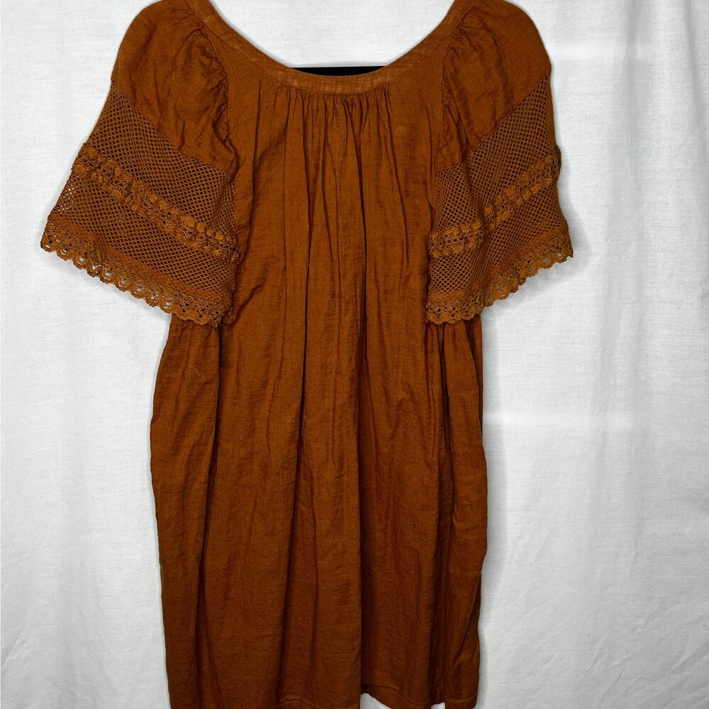 Old Navy Brown Lace Short Sleeve Boho Dress XS